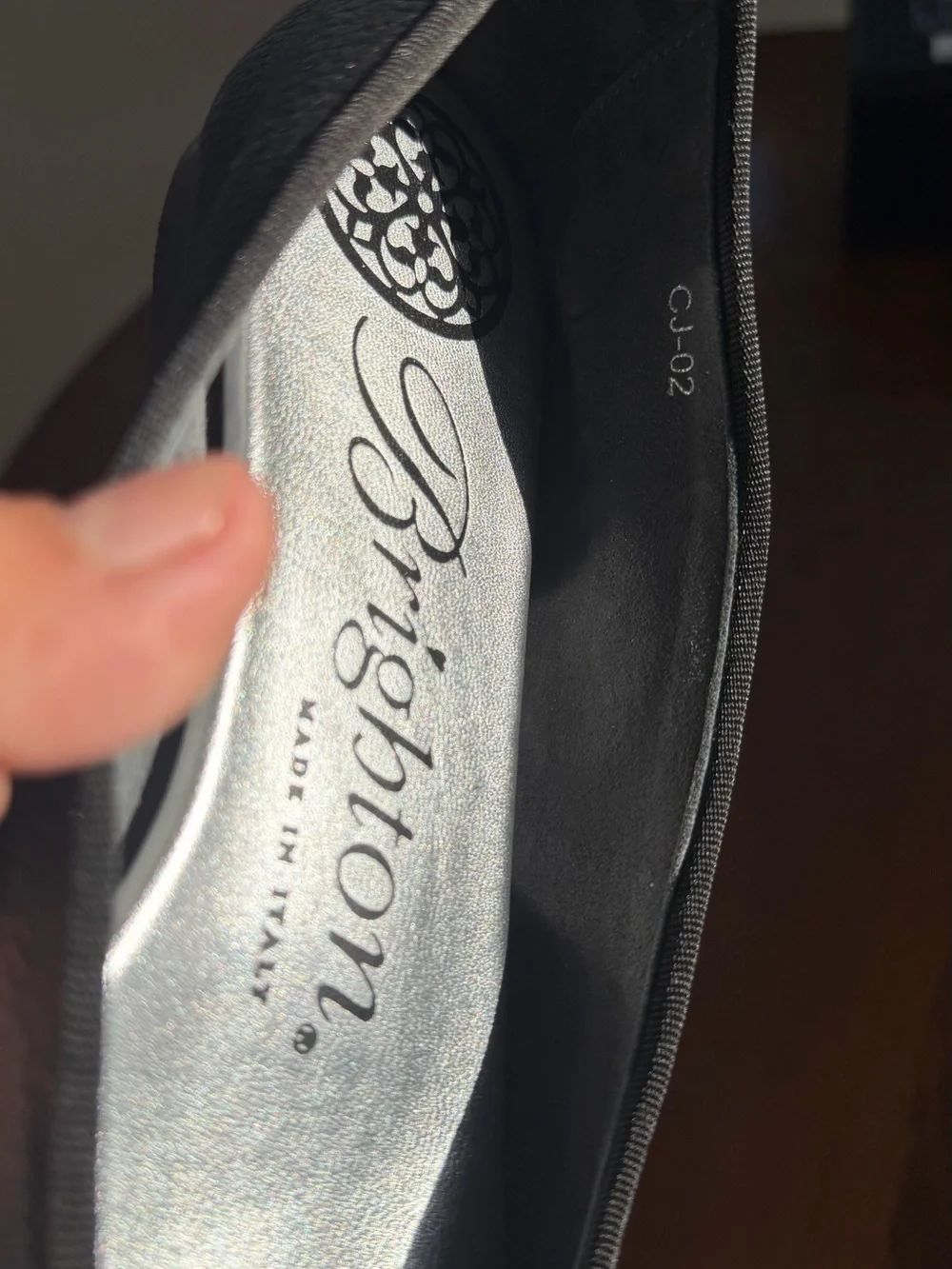 Brighton Black Leather Aleta Ballet Flats w/ Silver Medallion made in Italy sz 8